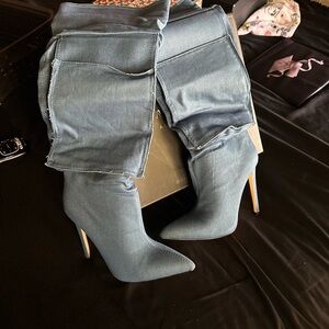 Stylish Denim Thigh-High Boots